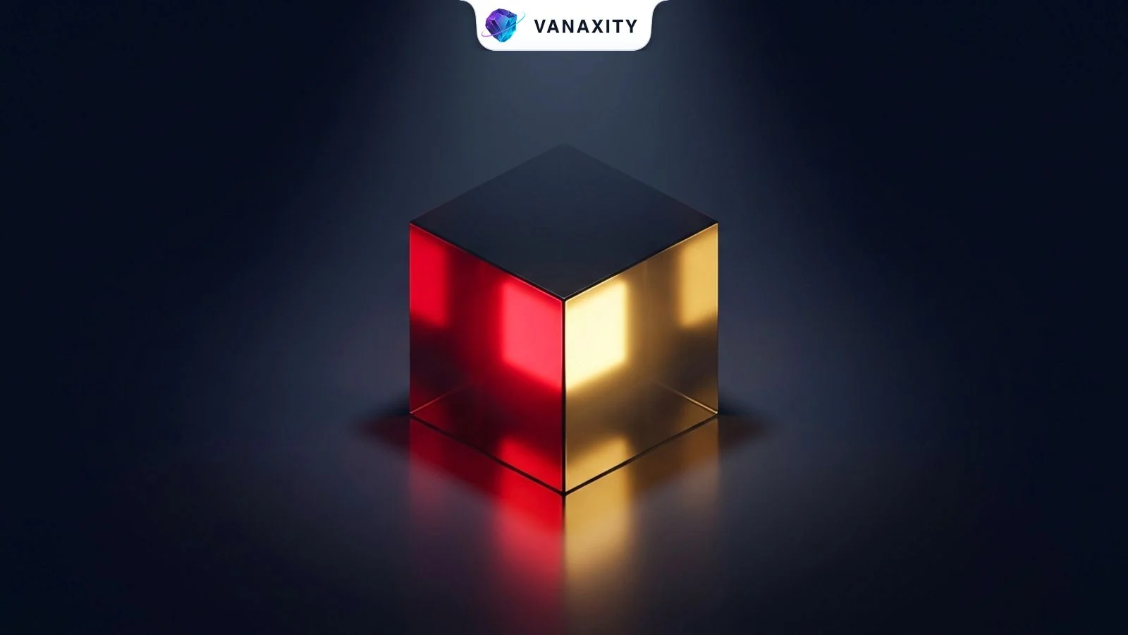 3D isometric tech illustration of a dual-faceted obsidian prism radiating warning red and golden capability light.